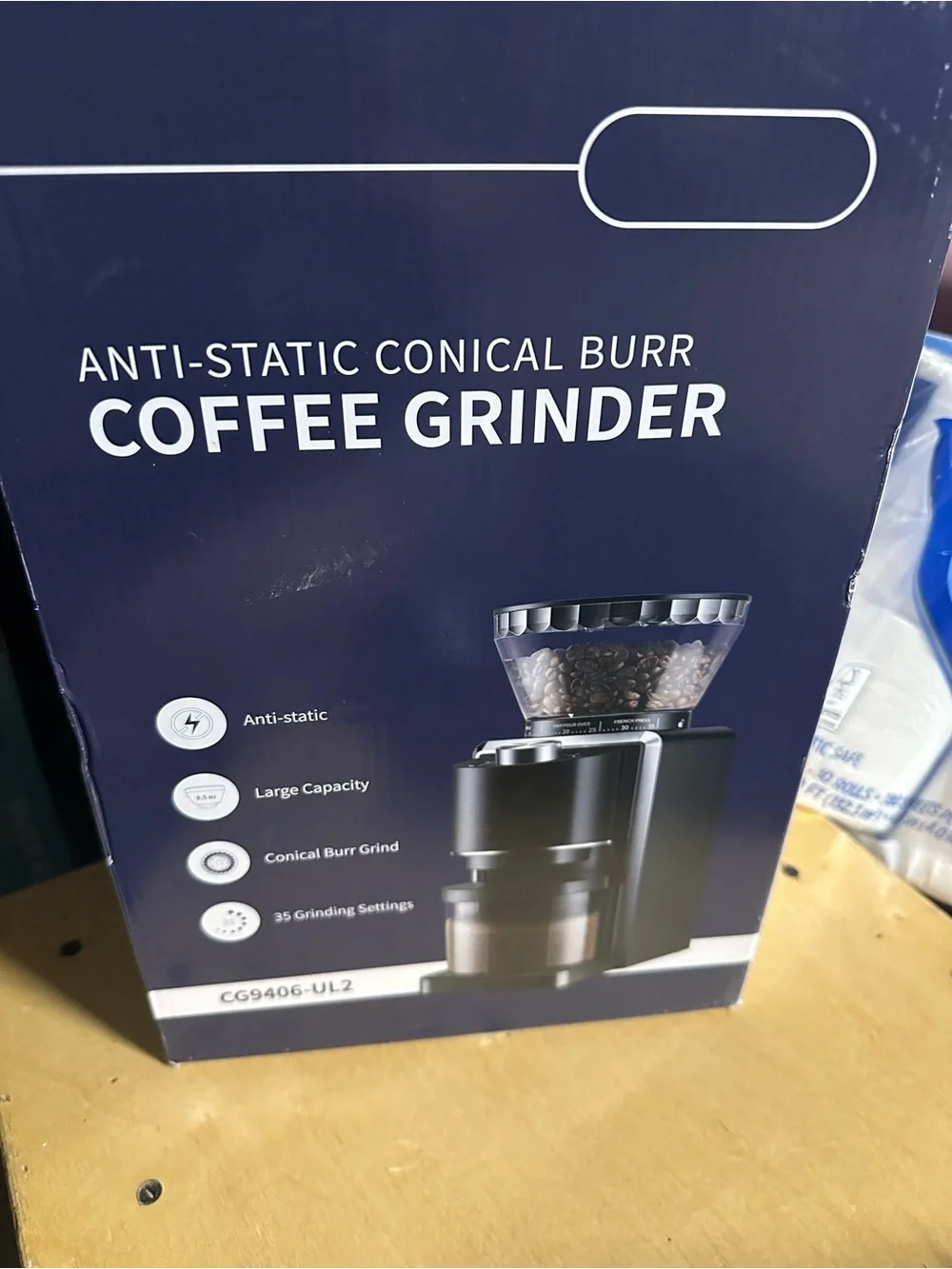 Anti-Static Conical Burr Coffee Grinder - Black